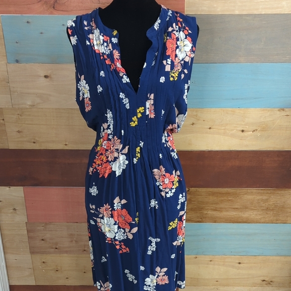 Old Navy Navy Floral Midi Dress - Picture 1 of 3